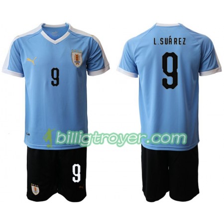 Billige Fotballdrakter Uruguay Luis Suarez 9 Barn Hjemmedraktsett 2019/20 Kortermet